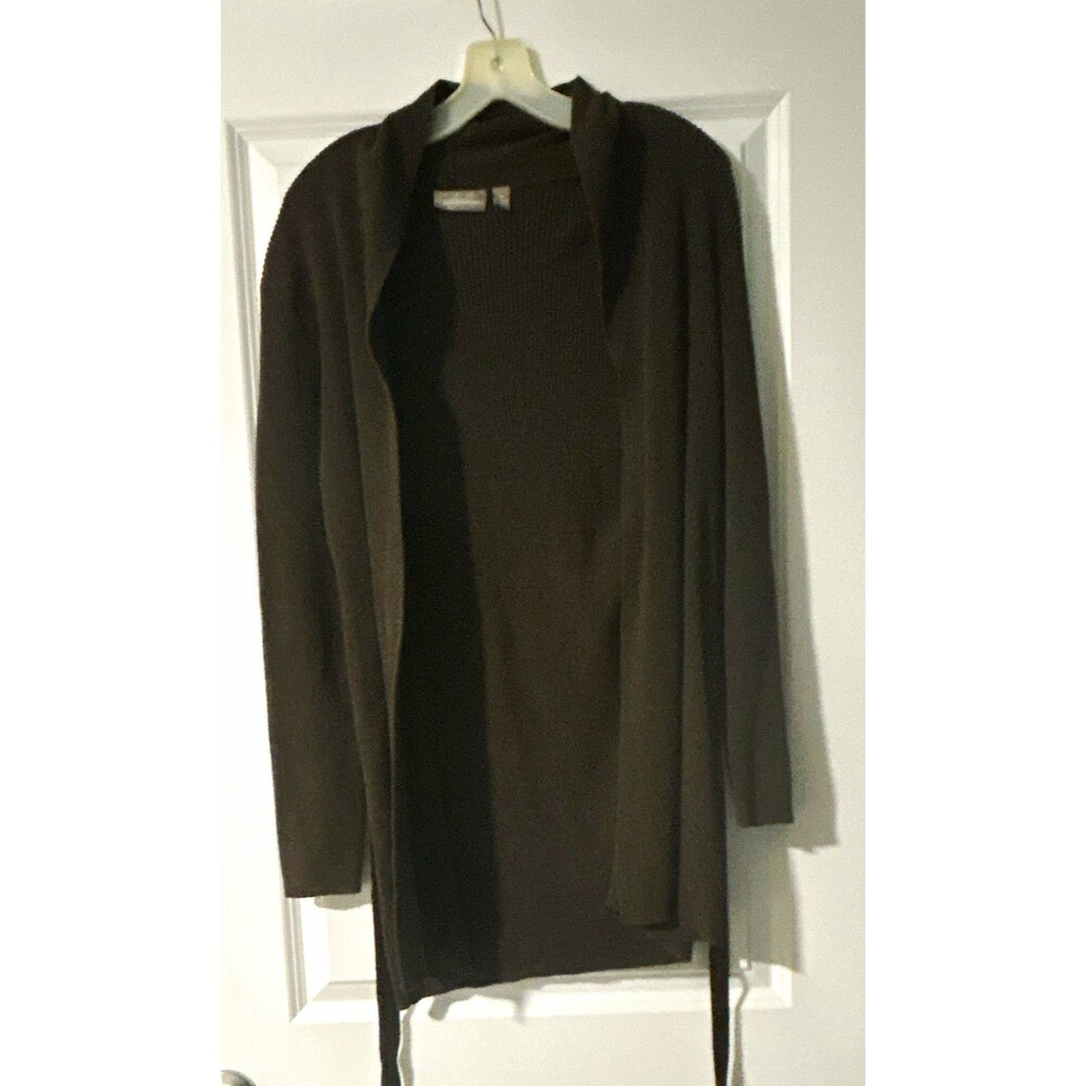 Croft & Barrow Women's Brown Open Front Tie Waist Ribbed Knit Jacket: Size XL
